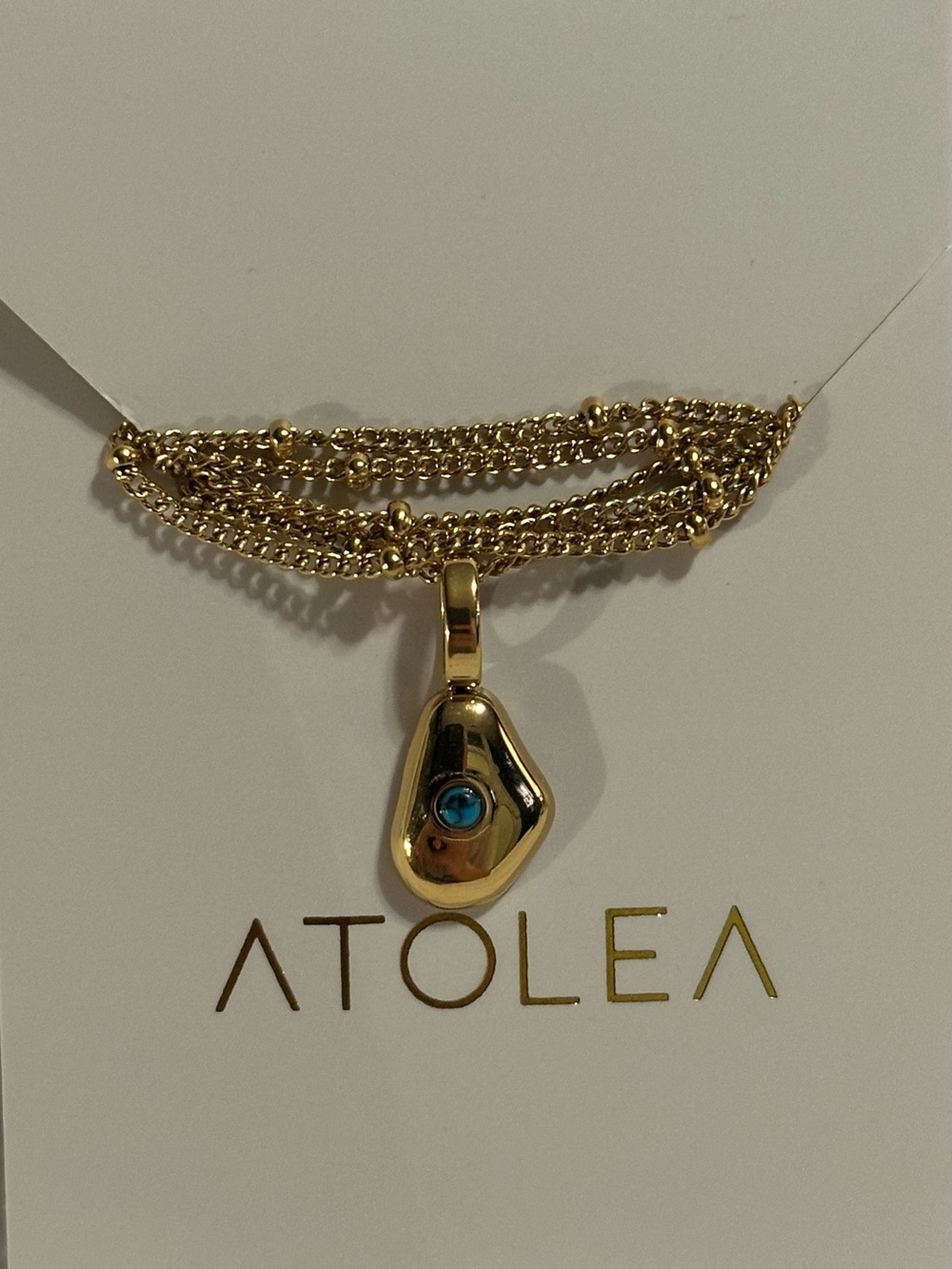 Atolea Gold Pendant Necklace with Turquoise Stone